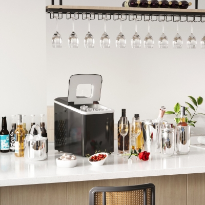 HOMCOM Masina pentru Gheata pentru Casa Producator de Ghiata 12kg/24h Neagra