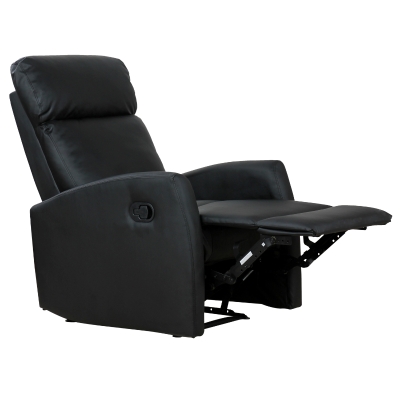 Homcom Fotoliu Relax Rabatabil Ergonomic Piele Sintetica 65 × 92 × 100cm, Negru