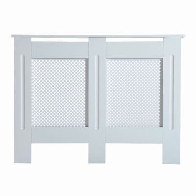 Homcom Invelis Calorifer in Lemn cu Grilaj Alb, 111.5x82x19cm