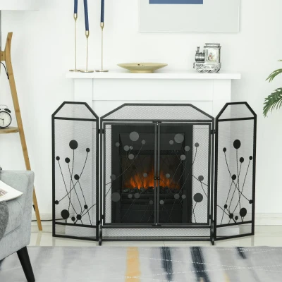 Paravan antiscantei pentru semineu 125x80cm, negru