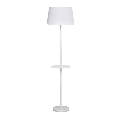 HOMCOM Lampa de Podea cu raft abajur din tesatura baza din marmura rotunda alba