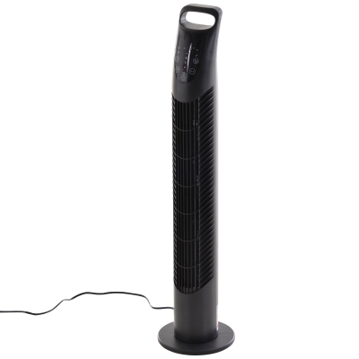 Homcom Ventilator Reglabil Oscilant cu 3 niveluri de viteza si Telecomanda de control de la distanta, Ф18x78.5cm Negru