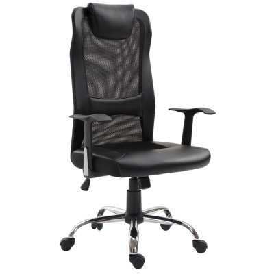Vinsetto Scaun Birou Ergonomic Rotativ in Mesh si Piele Ecologica Inaltime Reglabila, Negru