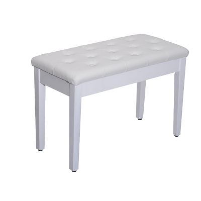 Homcom Scaunel Pian cu Compartiment in Piele Sintetica si Lemn, 76x36 x50cm, Alb