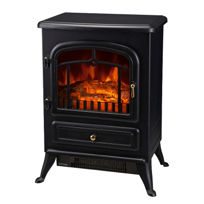 HomCom Șemineu Electric cu Efect Flacără de Podea Putere 950W /1850W 42x28x55cm Negru