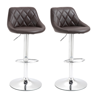 HOMCOM Set 2 Scaune de Bar Pivotante Reglabile in Inaltime din Imitatie de Piele Maro