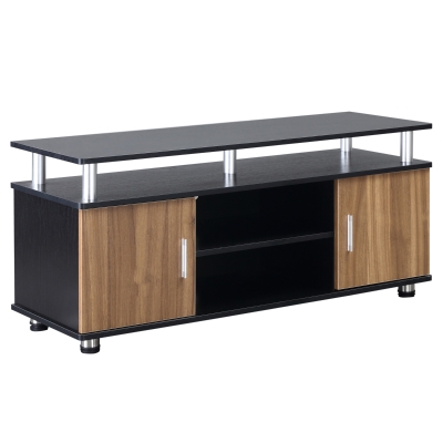 Mobilier Suport TV HOMCOM pana la 55 inchi cu Dulapioare si Etajere din Lemn si Aluminiu, 120x40x52.2cm