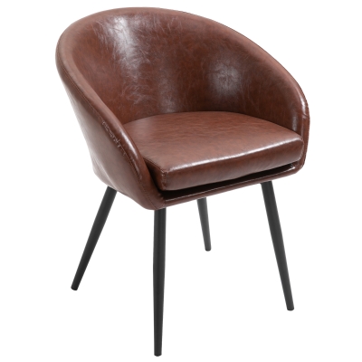 HOMCOM Scaun vintage din piele sintetica, Picioare metalice, 61x58x74cm, Maro