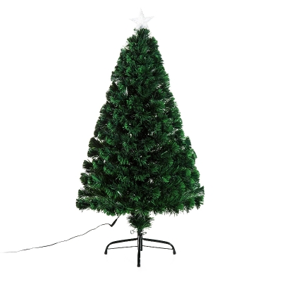 HomCom Brad de Crăciun 120cm cu 130 Ramuri cu Fibră Optică și 16 becuri LED