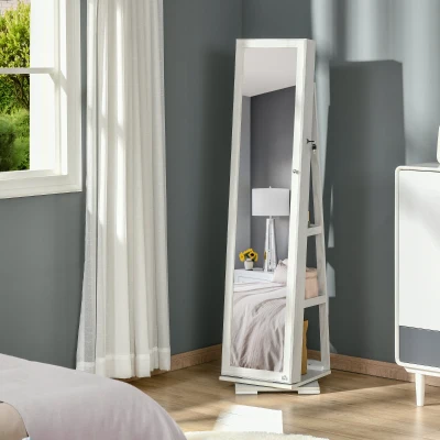Oglinda Suport Bijuterii, 38x38x160cm, alb