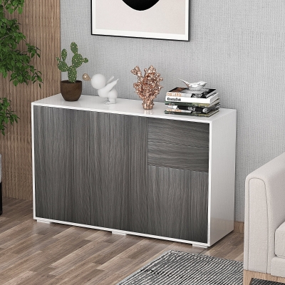Dulap multifuncțional din lemn 117x36x74cm alb/gri închis