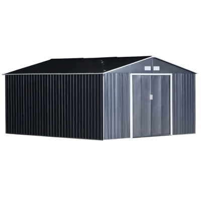 Outsunny Magazie Unelte din Otel Galvanizat, Anti Rugina 3.4 x 3.86 x 2 m