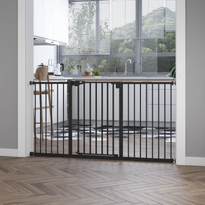 Gard extensibil din fier pentru animale, negru