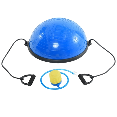 HOMCOM Bosu Ball cu 2 Elastice si Pompa pentru Antrenament si Reabilitare a Casa