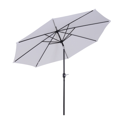 Outsunny Umbrela de Gradina Φ300cm cu Manivela Reglabila din Metal si Poliester, Alb