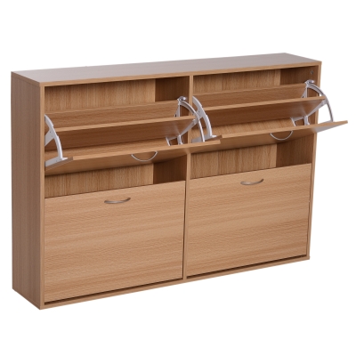 Homcom Dulap Pantofi capacitate 24 Hol si Dormitor Lemn 120x24x81cm
