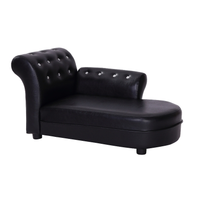 PawHut Canapele pentru caini Chaise Longue Canapea Tapitata pentru Animale, Negru, 82.5x45x41.5cm