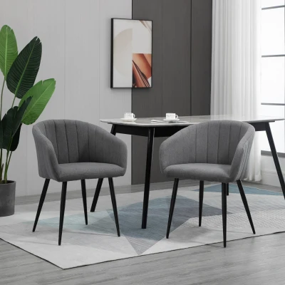 set 2 scaune capitonate, 62x56x76 cm, gri inchis