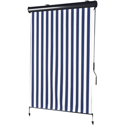 Outsunny Copertina Retractabila tip Rulou Manivela Alba si Albastra 250 x 200 cm