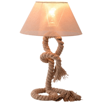 Homcom Lampa de Noptiera abajur cu Cordon Comodino Abat jour in Corda de Canepa Bej 40x40x65cm