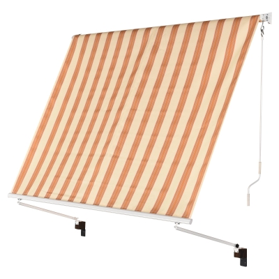 Outsunny Copertina Rulanta cu 2 brate reglabile cu dungi albe si portocalii 300 x 245 cm
