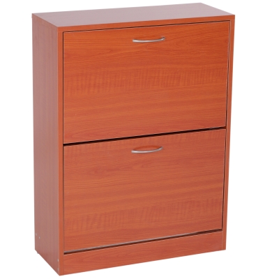 Homcom Dulap 12 Pantofi cu Rafturi Regllabile in Lemn, Rosu, 60x24x80cm