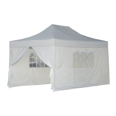 Outsunny Gazebo Pliabil tip Acordeon, Alb, 4.5x3m