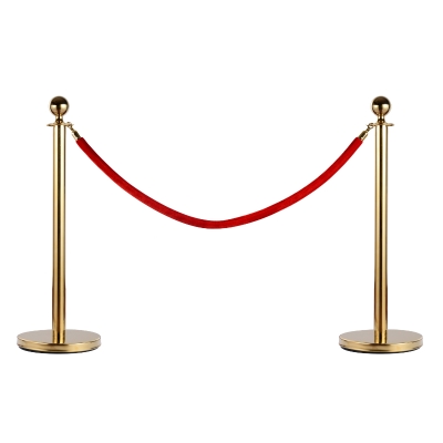 Homcom Coloane Separeu Paleti pentru Delimitare cu Franghie Rosu Otel Inox, Auriu, Ф32 x 95cm