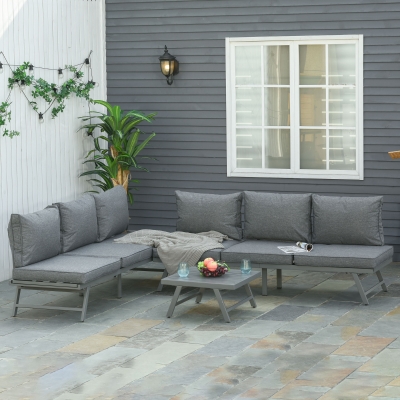 Outsunny Set 2 Canapele de Exterior Spatar Rabatabil si 1 Masuta de Gradina