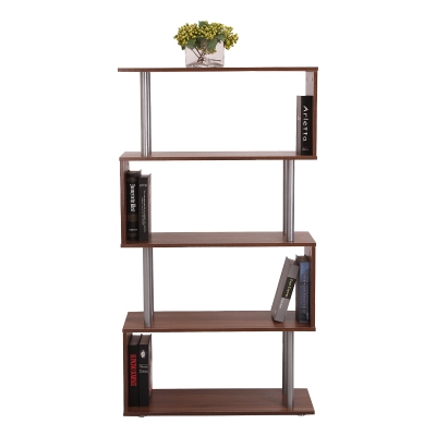 Homcom Biblioteca de Perete in Lemn, Castaniu, 80x30x145cm