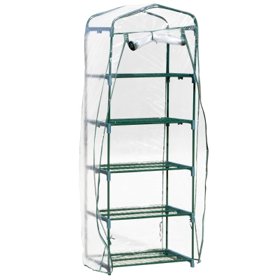 Outsunny Mini Sera pentru Gradina si Terasa cu 5 Rafturi, Otel si PVC
