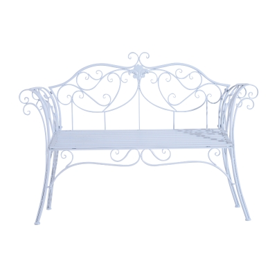 Outsunny Banca in Metal de Gradina, Alba, 134x51x89cm