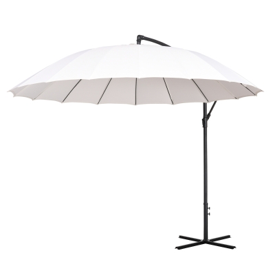 Outsunny Umbrela Suspendata cu Brat lateral Φ296cm pentru exterior, Alb Crem