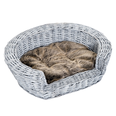 PawHut Cusca Interior pentru Animale de Companie cu Perna Gri maro 57 × 46 × 17.5cm