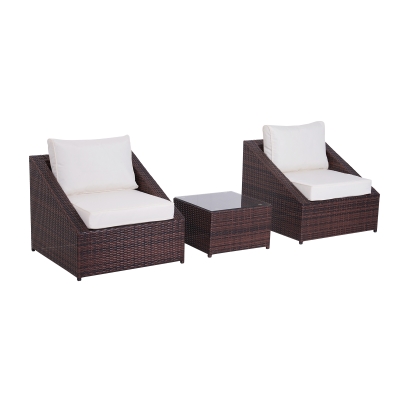 Outsunny, set 3 piese mobilier de gradina din ratan PE, maro