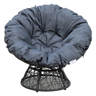 Outsunny Fotoliu Papasan Rotativ cu Confort Mare și Pernă Inclusă, Ideal pentru Grădină, Terasă sau Balcon
