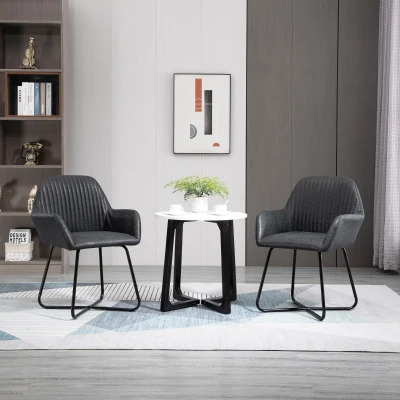 Set 2 Scaune Moderne pentru Sufragerie, 60x56,5x85 cm, Negru