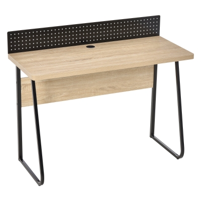 HOMCOM Birou Modern cu Orificiu pentru Cabluri si Panou Perforat 110x48x90cm