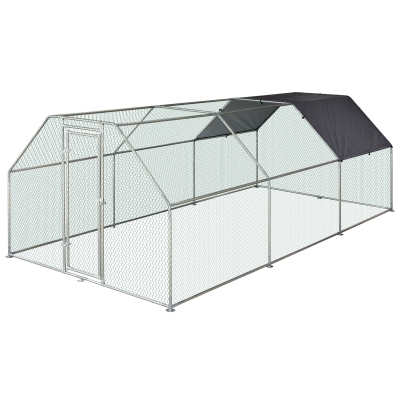 Pawhut Cotet cu gard pentru găini, din metal, 280L x 570P x 195Acm Oxford