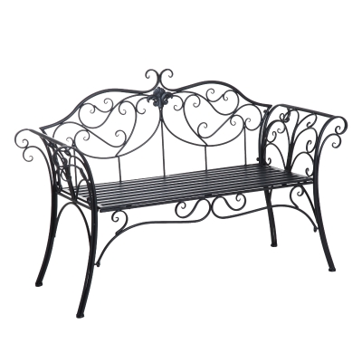 Outsunny Banca pentru Gradina 2Locuri in Metal, 133x51.5x90cm, Negru