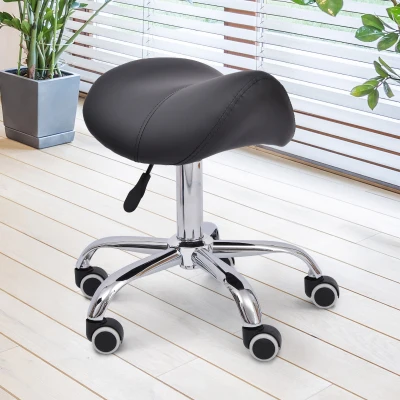 Scaun tip șa pentru coafură reglabil 52×53×49-61cm, negru