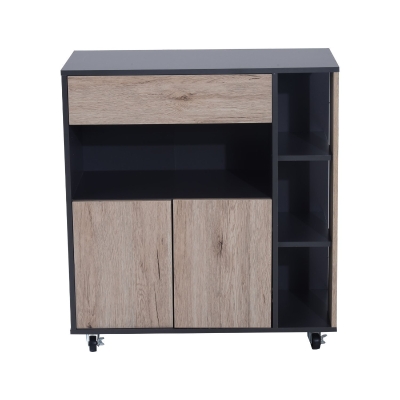 HomCom Mobilier Auxiliar de Bucătărie Multifuncțional din lemn cu Roți, 80x39x86.5cm