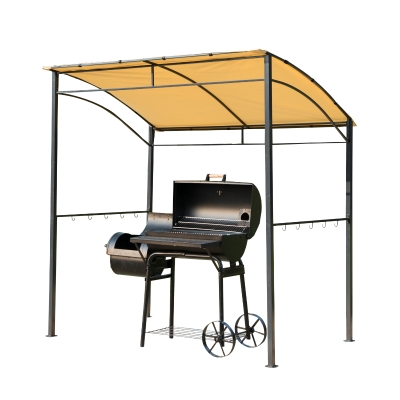 Outsunny Pavilion pentru Protejare Barbecue Grătar Pavilion pentru Grădină din Poliester 215 x 150 x 180/220 cm, Bej