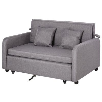 HOMCOM Canapea Extensibila cu Compartiment de Depozitare si Design Modern din In Gri