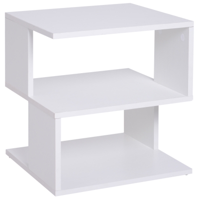 Homcom Masuta de Cafea 2 Rafturi Design Modern Lemn Alb, 40x40x43cm