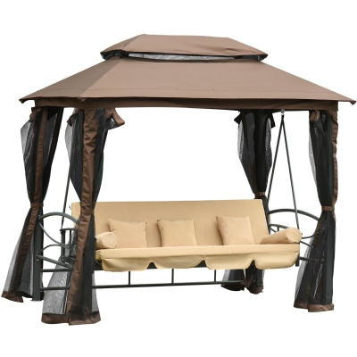 Balansoar 3 Locuri 257x175x240cm bej, maro deschis