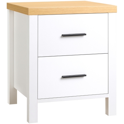 Dulap Multifunctional HOMCOM, Noptiera cu Economisire de Spatiu cu 2 Sertare din MDF, 40x39x48cm - Alb