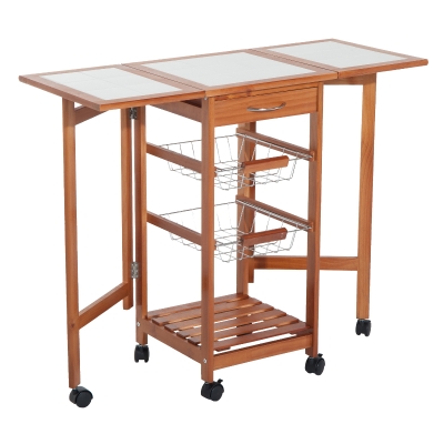 HomCom carucior de bucatarie cu 6 roti, 91 x 37 x 76 cm, maro