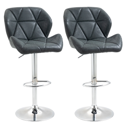 HOMCOM Set 2 Scaune de Bar din Piele sintetica Pivotante Inaltime Reglabila