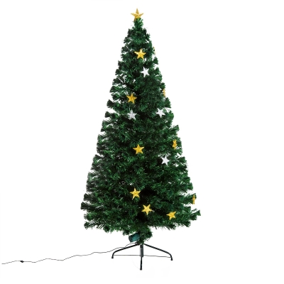 HomCom Brad de Crăciun Artificial cu 27 becuri LED în Formă de Stea 180cm